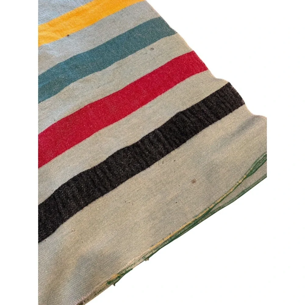 Vintage 4 Point Wool Blanket Reseda Green 83x102 HTF Color See Pictures